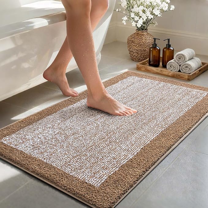 48x24 Long Bathroom Rugs Washable Non Slip, Coffee Bath Mat for Bathroom Floor Tub, Soft Absorbent Quick Dry Mats for Shower, Bathtub,Home Decor