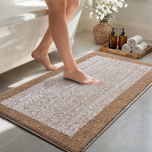 48x24 Long Bathroom Rugs Washable Non Slip, Coffee Bath Mat for Bathroom Floor Tub, Soft Absorbent Quick Dry Mats for Shower, Bathtub,Home Decor