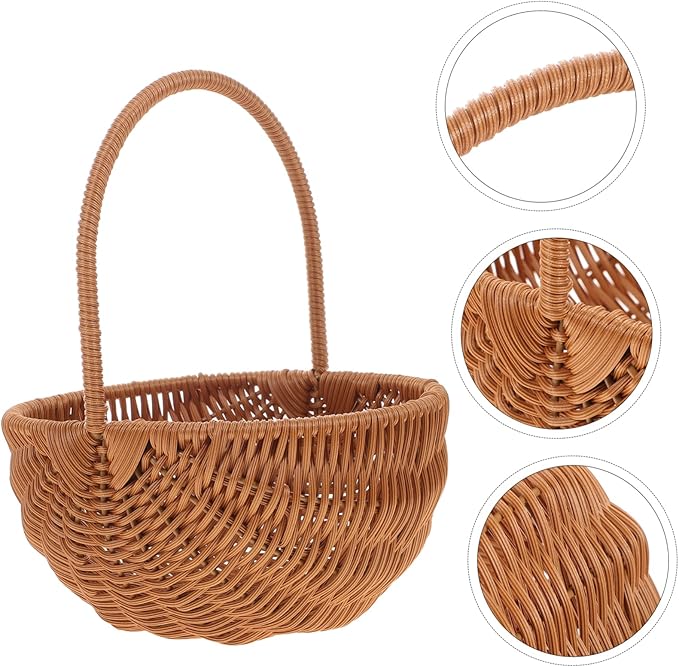 Rectangular Easter Basket Mini Weaving Storage Holder with Handle for Home Kindergarten Decoration for Friends