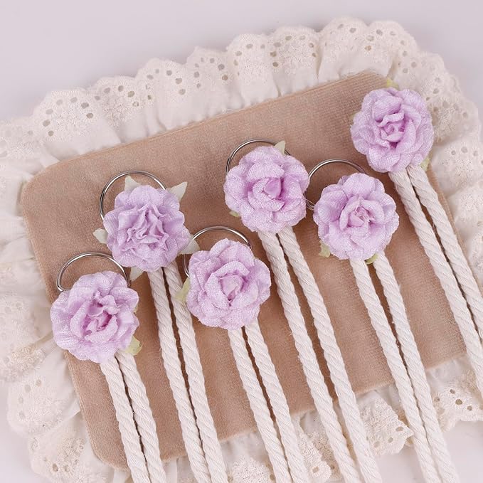 cherrboll Flower Hair Bow Organizer for Baby Girls, 6PCS Floral Hair Clips Holder Headband Hair Accessories Wall Hanging Organizers Storage for Toddler Room Nursery Decor