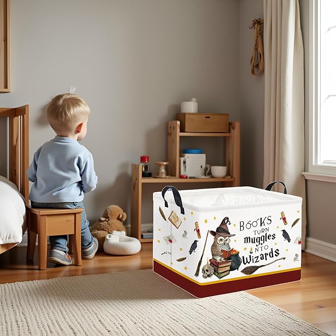 Rectangular Baby Kids Storage Basket Boys for Home Kitchen Girls Cute Toy Storage Bin Organizer Shelf Book Room Decor(Magic)