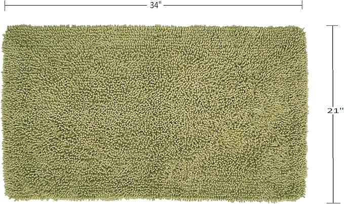 Home Weavers Fantasia Bath Rug 100% Cotton Bathroom Rugs Set, Washable Rug, Soft Cotton Extra Soft and Absorbent Bath Rug, Kitchen Mat, Bath Mat Set, Bath Floor Mat Non Slip, 21"x34" Rectangle, Sage