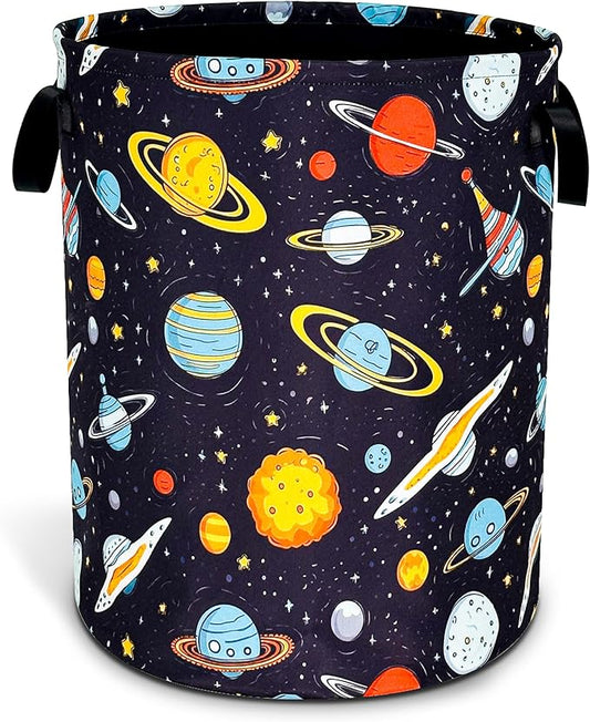 Galaxy Planet Laundry Basket Oxford Cloth Universe Laundry Hamper With Handle Foldable Portable Clothes Storage Basket 18.9 X 16.5 Inch Storage Bag For Laundry Room/Bathroom/Bedroom/Dormitories
