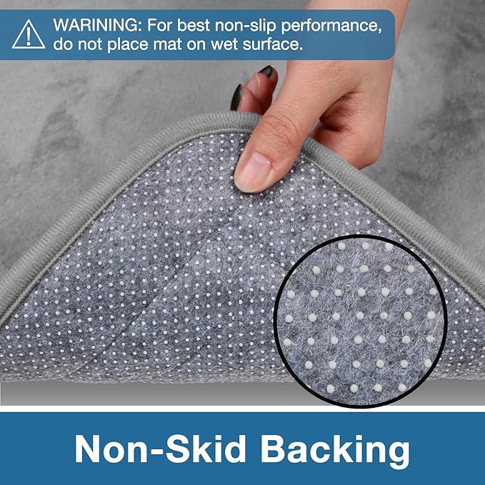 Grey Toilet Rugs U Shaped Washable Non Slip Toilet Floor Mat Memory Foam Contour Bath Rugs for Bathroom