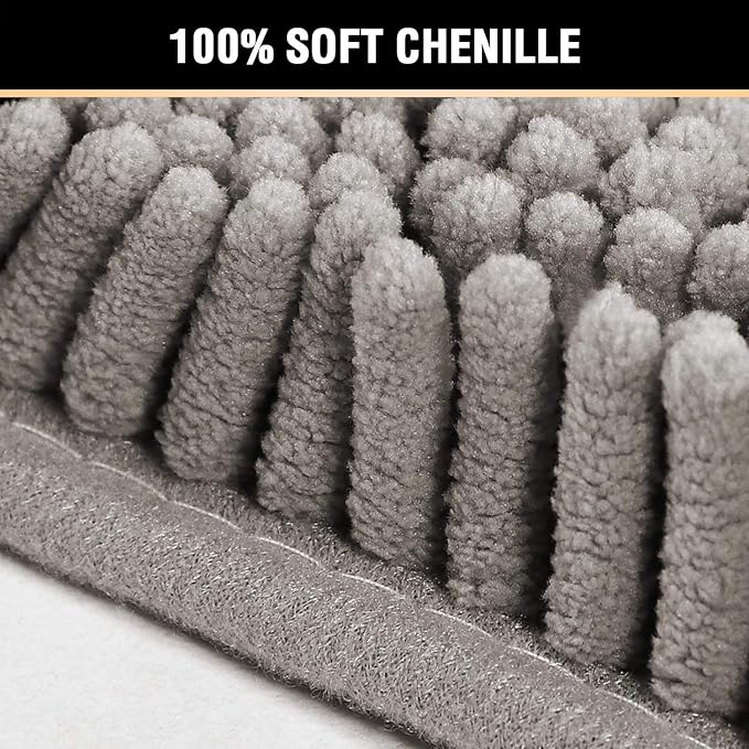 H.VERSAILTEX Microfiber Bath Rugs Chenille Floor Mat Ultra Soft Washable Bathroom Dry Fast Water Absorbent Bedroom Area Rugs, 24 x 42 - Inch, Dark Grey