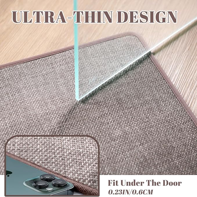 2 Pack Bathroom Rugs, Bath Mats for Bathroom Non Slip Washable, Quick Dry, Water Absorbing, Fits Under Door, Ultra Thin, Rubber Backing, Low Pile, Ideal for Shower, Sink,Oatmeal-24''x16'