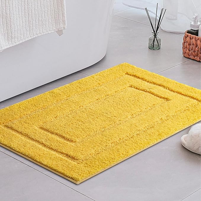 GRANNY SAYS Bathroom Rugs, Soft Bath Mats for Bathroom, Bath Rugs Non Slip Washable Rug, 32" x 20", Water Absorbing Bath Mat, Shaggy Rug Bath Mats for Floor, Yellow