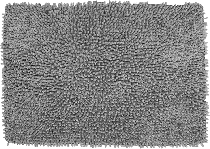 Home Weavers Fantasia Bath Rug 100% Cotton Bathroom Rugs Set, Washable Rug, Soft Cotton Extra Soft and Absorbent Bath Rug, Kitchen Mat, Bath Mat Set, Bath Floor Mat Non Slip, 17"x24" Rectangle, Gray