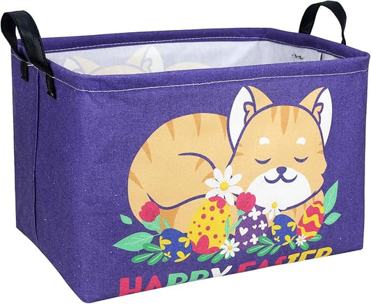 Cat Easter Basket for Kid Large Empty Easter Bunny Eggs Décor Storage Basket (Cat)