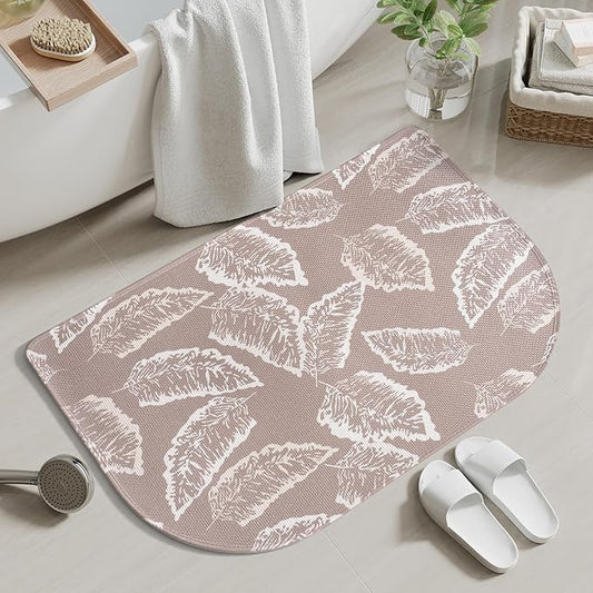 Half Circle Bath Mat, Thin Bathroom Rugs Fit Under Door Quick Dry Non Slip Washable Bathroom Mat with Rubber Backing, Absorbent Half Round Shower Rug