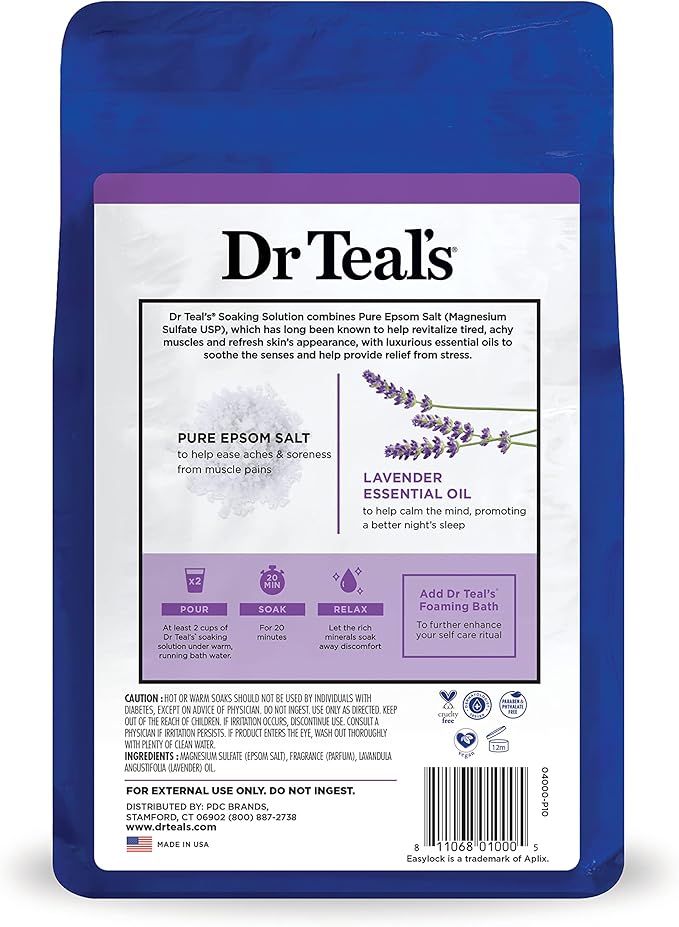Dr Teal's Pure Epsom Salt, Lavender & Eucalyptus Duo Bundle, 3 lbs (Pack of 2)