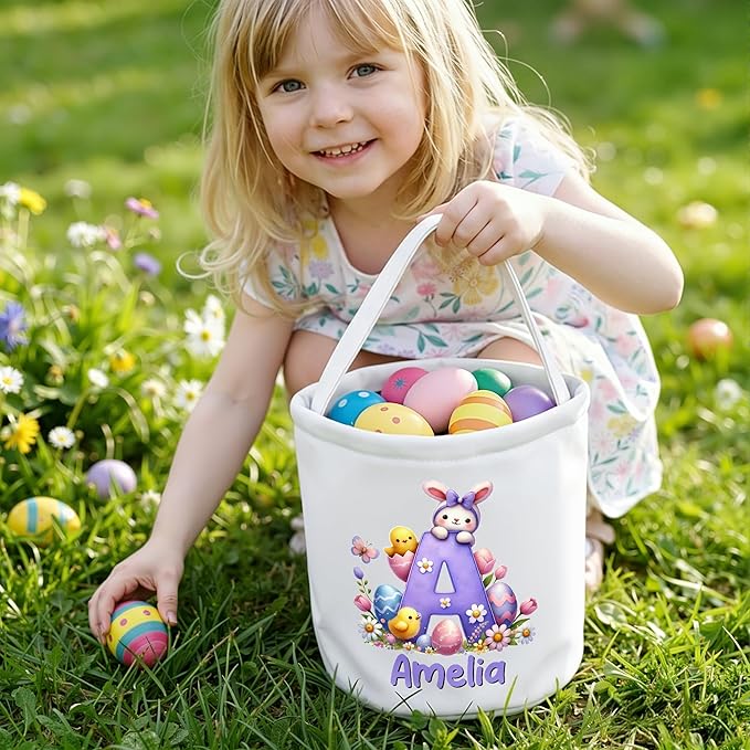 callie Personalized Easter Basket Stuffers, Custom Initial and Name on Basket Stuffers, Easter Bonus Gifts Brithday Gifts for Family Son Daughter (Cartoon Easter Basket)