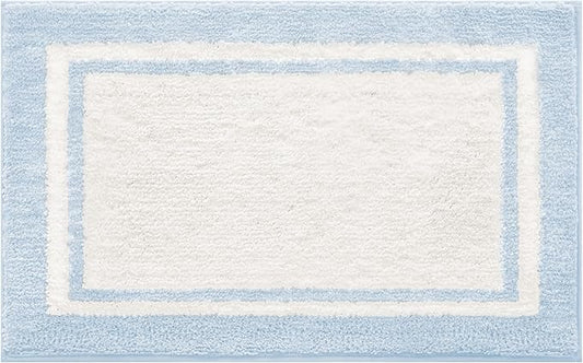 GRANNY SAYS Microfiber Bathroom Rugs Non Slip Washable, Water Absorbent Bathroom Mats for Tub, Soft Bath Mats for Bath Floor & Shower, Bath Rug, 20" x 32", Baby Blue
