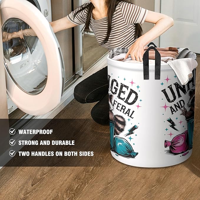 Unhinged And Feral Racoon Baby Laundry Hamper,kids laundry Basket,Waterproof Storage Bin for Bedroom,Clothes Organizer Basket,Toys Box,Room Decor