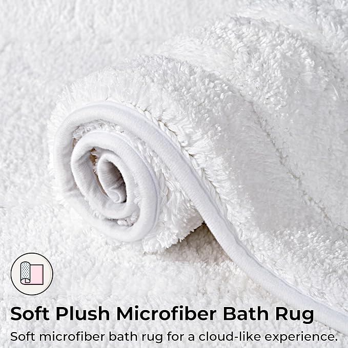 GRANNY SAYS Large Bathroom Rugs Non Slip Washable, 59" x 24", Water Absorbent Bath Mats for Bath, Thick Soft Shaggy Bath Rug, Microfiber Bath Floor Mat, Bathroom Decor, White