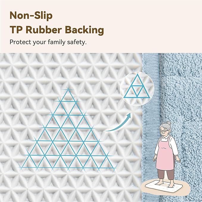 GRANNY SAYS Bathroom Rugs Non Slip, 16" x 24", Bath Rugs for Bathroom Washable, Bath Mats for Floor, Microfiber Bath Mat for Tub, Absorbent Bath Rugs for Shower Room, Pearl White