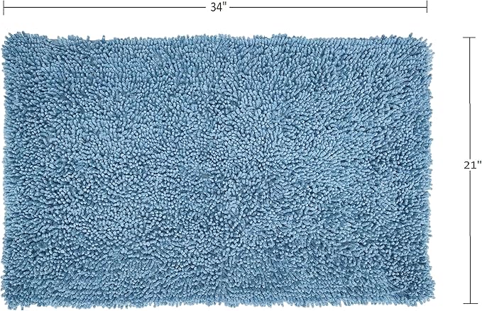 Home Weavers Fantasia Bath Rug 100% Cotton Bathroom Rugs Set, Washable Rug, Soft Cotton Extra Soft and Absorbent Bath Rug, Kitchen Mat, Bath Mat Set, Bath Floor Mat Non Slip, 21"x34" Rectangle, Blue