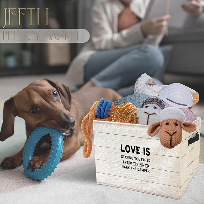 Funny Camping Storage Bins with Handles, Camping Gifts for Couples, Love Is Staying Together Humorous Collapsible Laundry Basket Storage Box for Home Bedroom Bathroom Clothes Toys Books