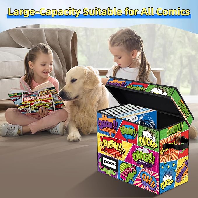 10 Pack Collection Comic Book Storage Boxes, Protector Organizer 15.8" X 7.8" X 11.8" Collapsible Short Box Holds 160-180 Comic Book Heavy Duty Bin Container Holder Shelf