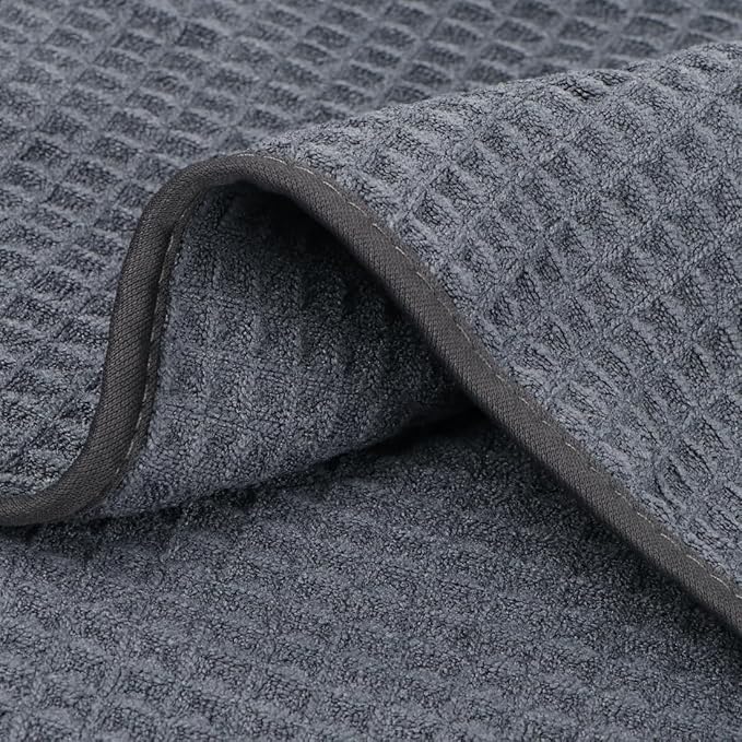 HOMEXCEL 6 Piece Premium Towels Set, 2 Bath Towels, 2 Hand Towels, and 2 Wash Cloths, Soft, Highly Absorbent and Quick Dry Microfiber Waffle Towel for Bathroom, Gym, Shower, Hotel, and Spa, Grey