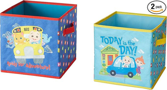 Idea Nuova Cocomelon Set of Two Spacious Collapsible Storage Cubes, 10"x10"
