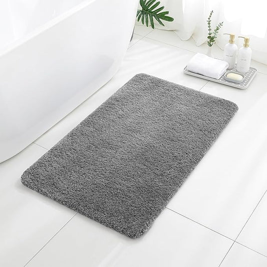 Gray Bathroom Rugs 24"x40" – Large Plush Microfiber Bath Mat, Soft Non Slip Floor Mat, Absorbent and Washable Rug – Perfect for Bathroom or Bedroom Use