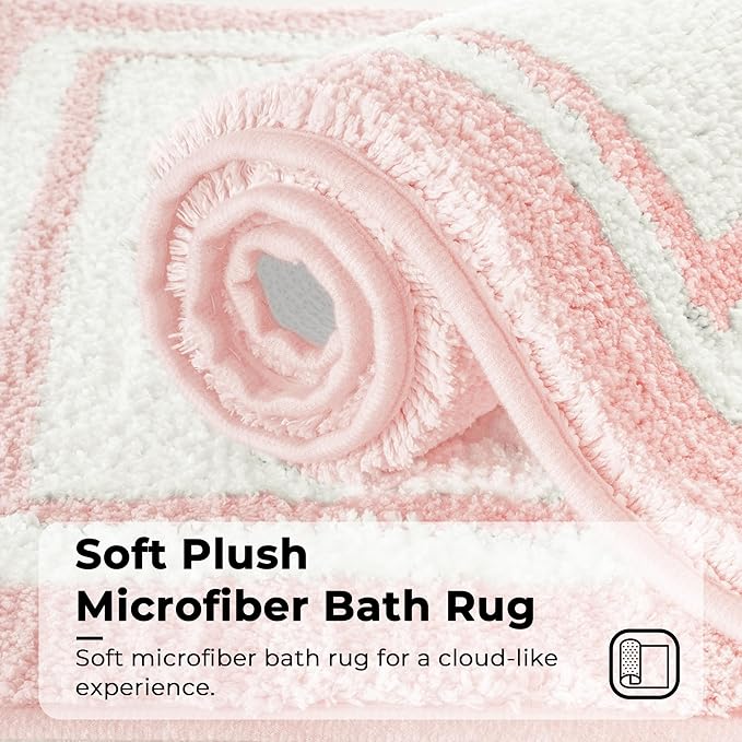 GRANNY SAYS Microfiber Bathroom Rugs Non Slip Washable, Water Absorbent Bathroom Mats for Tub, Soft Bath Mats for Bath Floor & Shower, Bath Rug, 20" x 32" Pink