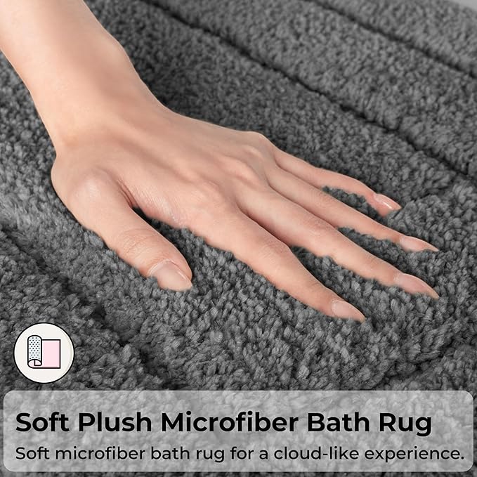 GRANNY SAYS Bathroom Rugs Sets 2 Piece, Super Soft Absorbent Microfiber Bath Mats for Bathroom Non Slip Washable, Bath Rugs Set for Shower Tub Toilet Decor (Deep Grey, 16" x 24" + 20" x 32")