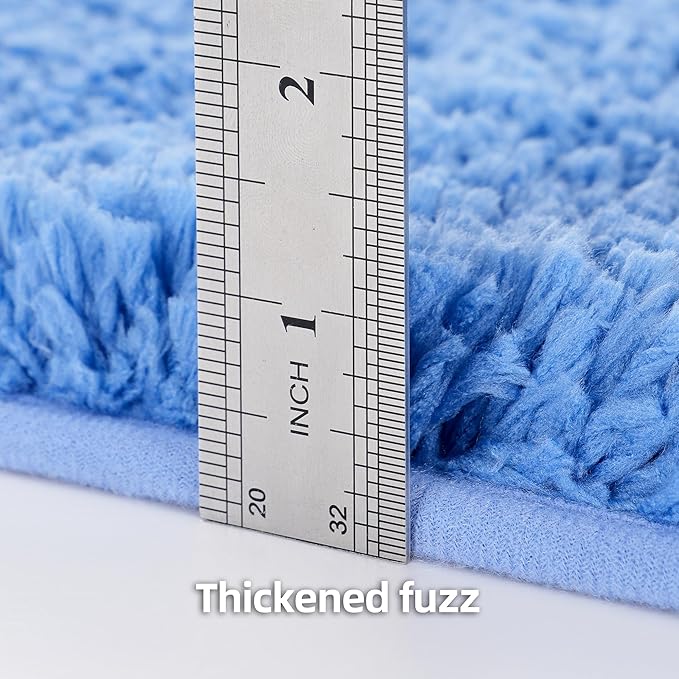 3 Pieces Luxury Bathroom Rug Set with U-Shaped Toilet Rug, Non-Slip Rubber Bottom, Thick Microfiber Fluffy Plush, Water Absorption, Quick Dry, Ultra Soft, Bath Mats for Bathroom, Tub(Sky Blue)