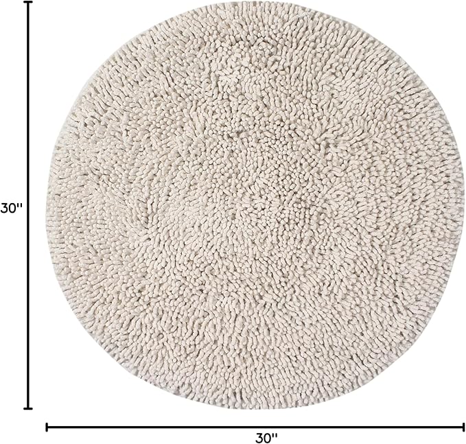 Home Weavers Fantasia Bath Rug 100% Cotton Bathroom Rugs Set, Bathroom Décor, Washable Rug, Extra Soft and Absorbent Bath Rug, Kitchen Mat, Bath Mat Set, Bath Floor Mat Non Slip, 30" Round, Ivory