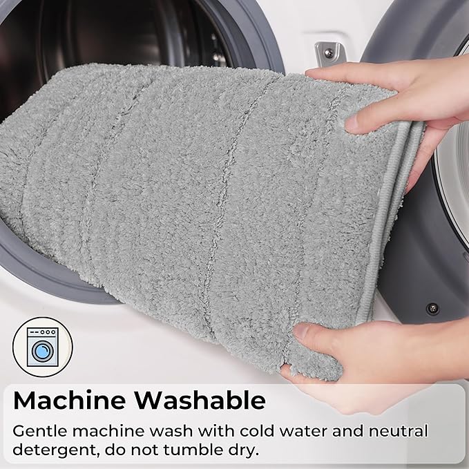 GRANNY SAYS Gray Bathroom Rug Mat, Bath Mats for Bathroom Non-Slip, Super Soft and Water Absorbent, Extra Large Bath Rugs, Microfiber Bath Rugs for Floor, Tub and Shower, 59" x 20"