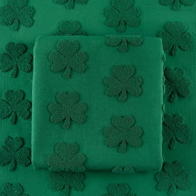 2 Pack St. Patrick's Day Hand Towels Kitchen Dish Towels Green Shamrock 100% Cotton Soft Absorbent Decorative Bathroom Towels Set for Cleaning, Cooking, Swimming,Gifts,13.7'' x 29.5''