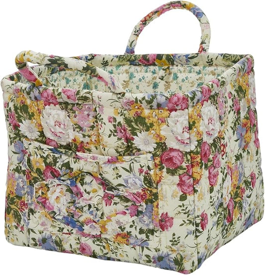 Boho Fabric Storage Basket, Large Capacity Laundry Basket, 12.2'' x 10.23'' x 10.23'' Collapsible Laundry Hamper with Easy Carry Handles (C Multi-Color 6, L)