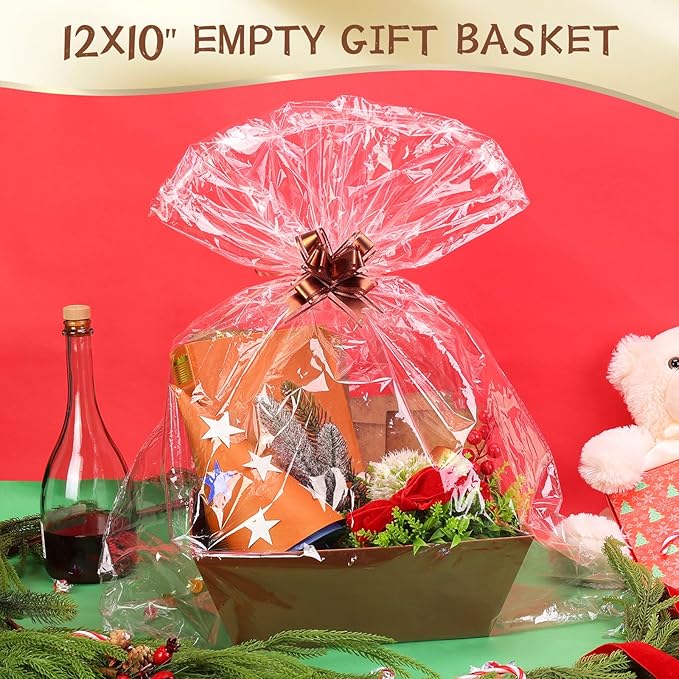 20PACK Baskets for Gifts Empty, 10x12”Thick Brown Gift Basket with Handles