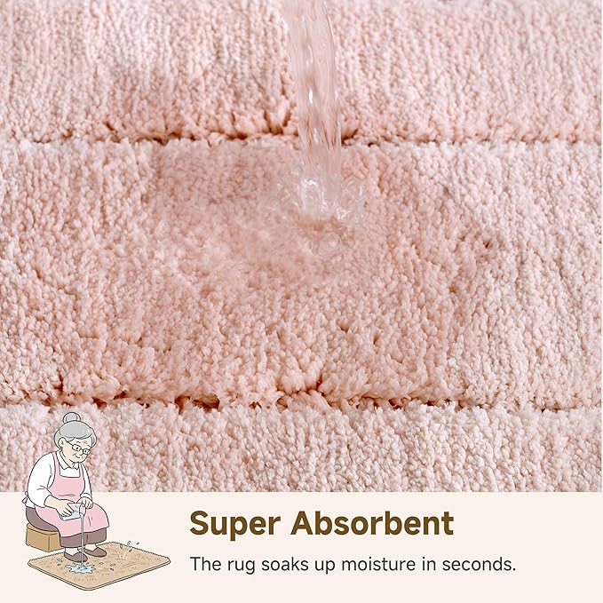 GRANNY SAYS Pink Bathroom Rugs Non Slip Washable, 20x 32, Soft Bath Mats for Bathroom, Microfiber Shag Rug, Absorbent Bath Floor Mat, Small Bath Rug for Shower, Tub