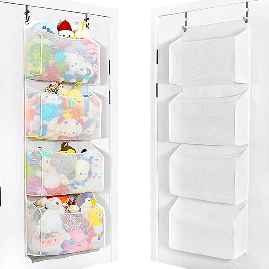 Toread Upgraded Over the Door Stuffed Animal Organizer – Adjustable No-Damage Hooks, 3D Design with 50% More Capacity, for Plushies, Stuffed Animals & Toy Storage