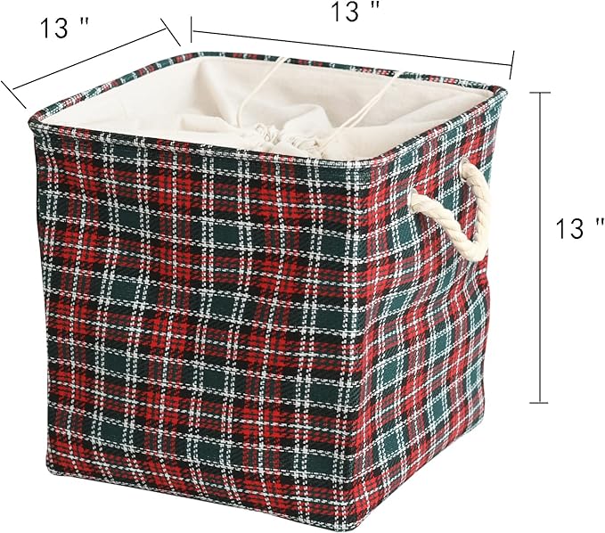 INough Red Large Christmas Basket Collapsible Gift Baskets Empty Gift Bag for Christmas Toy Bin for Kids, Baby Basket for Clothes, Toy Storage Box for Baby/Kids/Nursery Room