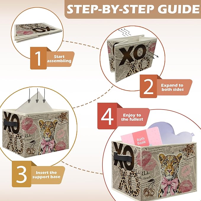 Stylish Retro Funky Cheetah Print Storage Box, Chic Luxury Y2k Leopard Fashion Foldable Storage Box/Laundry Basket With Handle, Suitable For Home, Bedroom, Office, Can Store Clothes, Toys, Books