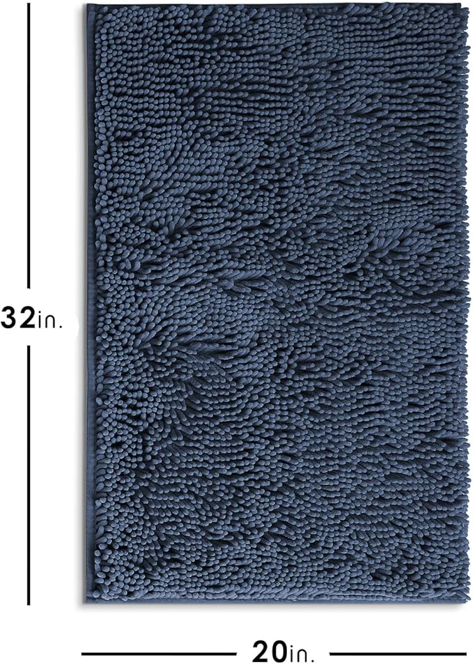 Hearth & Harbor Bathroom Rugs, Chenille Bath Mat - Machine Washable Bath Mats for Bathroom Non-Slip Backing Rubber, Quick Dry Bathroom Mat