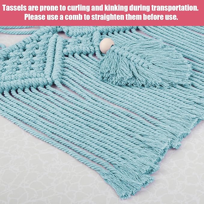 Stuffed Animal Hammock Corner - 56'' Jumbo Handcrafted 5mm Double Macrame Cord Stuffed Animal Storage Net - 100% Natural Cotton Toy Hammock Holder - Turquoise Stuffy Plushie Net w/LED Star Light