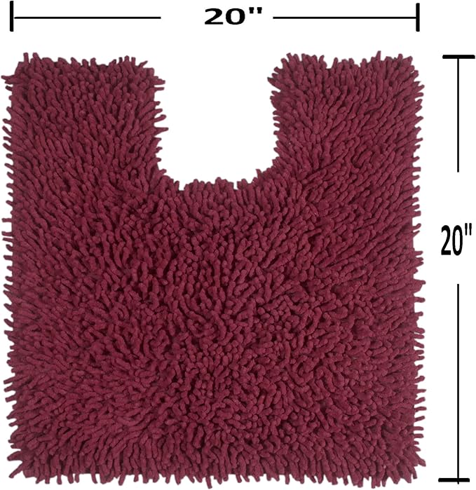 Home Weavers Fantasia Bath Rug 100% Cotton Bathroom Rugs Set, Bathroom Décor, Washable Rug, Extra Soft and Absorbent Bath Rug, Kitchen Mat, Bath Mat Set, Bath Floor Mat Non Slip, 20"x20" Contour, Red