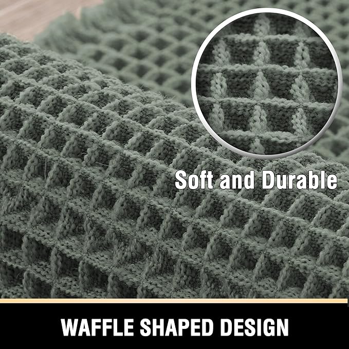 H.VERSAILTEX Upgraded Waffle Runner Rug Super Absorbent Bathroom Mat Non Slip Bath Rug for Bathroom Floor Machine Washable Dry Fast, 24" x 72", Lichen
