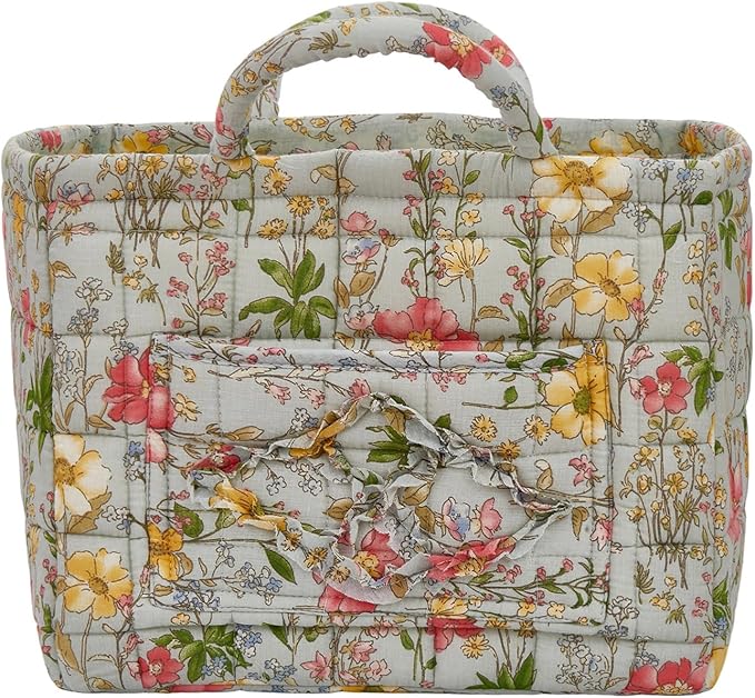 Boho Fabric Storage Basket, Large Capacity Laundry Basket, 12.2'' x 10.23'' x 10.23'' Collapsible Laundry Hamper with Easy Carry Handles (D Multi-Color 12, L)