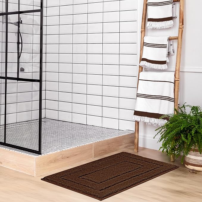 GRANNY SAYS Bathroom Rugs Non Slip 36" x 24", Bath Mats for Bathroom, Super Soft and Water Absorbent, Microfiber Washable Bath Rugs for Bath Floor, Tub and Shower, Brown