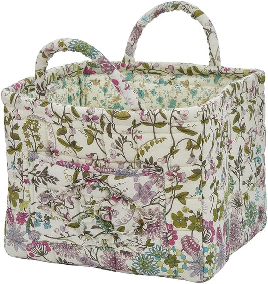 Boho Fabric Storage Basket, Large Capacity Laundry Basket, 12.2'' x 10.23'' x 10.23'' Collapsible Laundry Hamper with Easy Carry Handles (C Multi-Color 1, L)