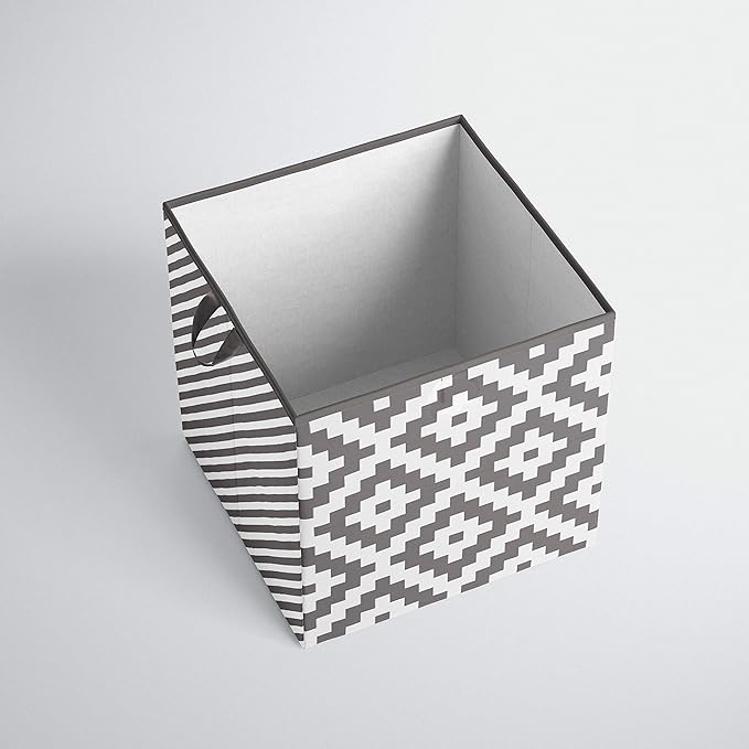 Bacati - Small Storage Tote Aztec Love Grey Neutral 10 x 10 x 10 inches