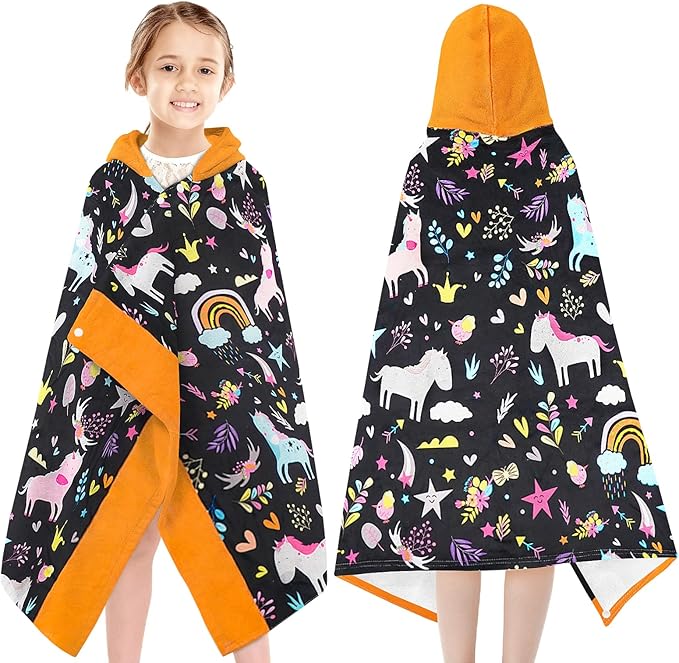 Hooded Towels for Kids - Ultra Soft 100% Cotton Toddler Hood Bath Towels/Pool Terry Towel Beach Poncho Wrap Absorbent Cute Bath & Swim Wrap for Boys & Girls 3-10 Years