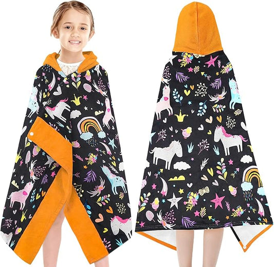 Hooded Towels for Kids - Ultra Soft 100% Cotton Toddler Hood Bath Towels/Pool Terry Towel Beach Poncho Wrap Absorbent Cute Bath & Swim Wrap for Boys & Girls 3-10 Years
