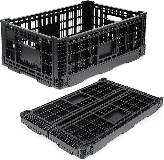 Collapsible Milk Crate, 1 pck 52L(13GAL) Stackable Storage Bins, Heavy Duty Storage Crates, Plastic Crates for Grocery, Warehouse Organization - Extra Large, Holds 130 lbs Per Bin
