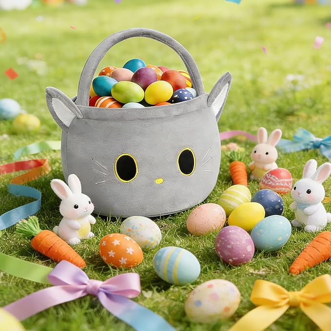 Easter Basket, Easter Baskets for Kids, Cat Baskets with Handle for Gifts Empty, Bunny Egg Hunting, Basket Stuffers Essentials